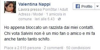Valentina Nappi vs i leghisti su Facebook