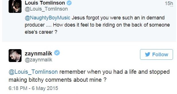 Zayn Malik vs Louis Tomlinson su Twitter
